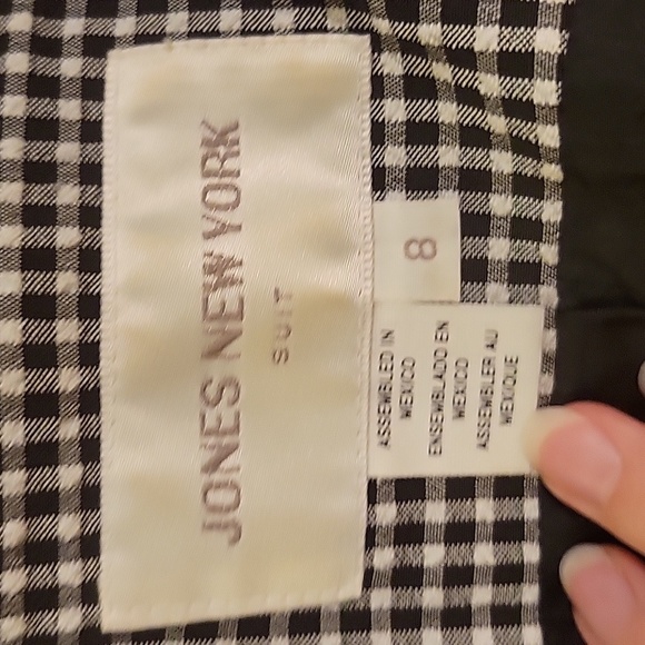 Vintage Jones New York Black and White Sleeveless Checkered Top - size 8 - Picture 8 of 9